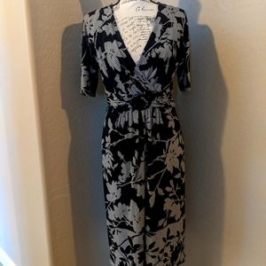 Jones New York Midi Dress w/ Faux Belted High Waist Size 8